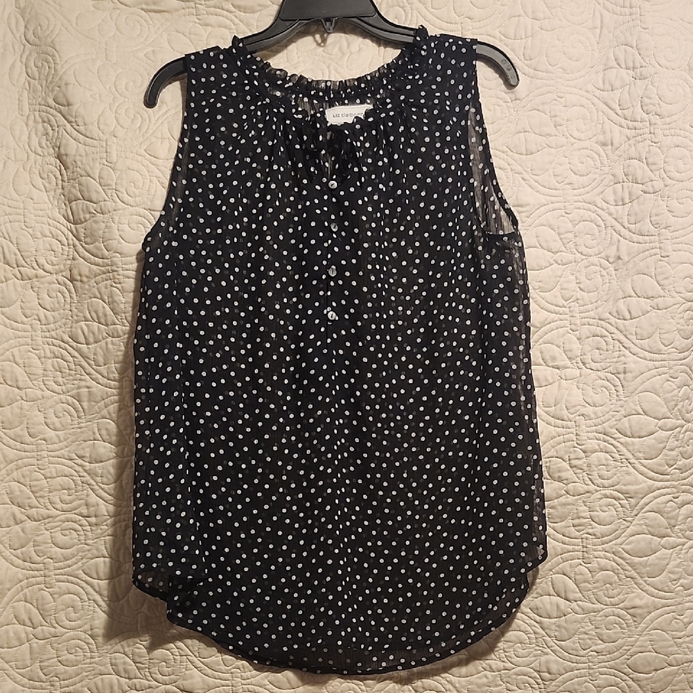 Liz Claiborne Black and White Polka Dot Blouse